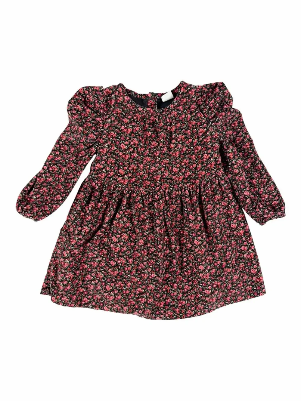 Gap Toddler Corduroy Floral Dress 3 Years Black Pink